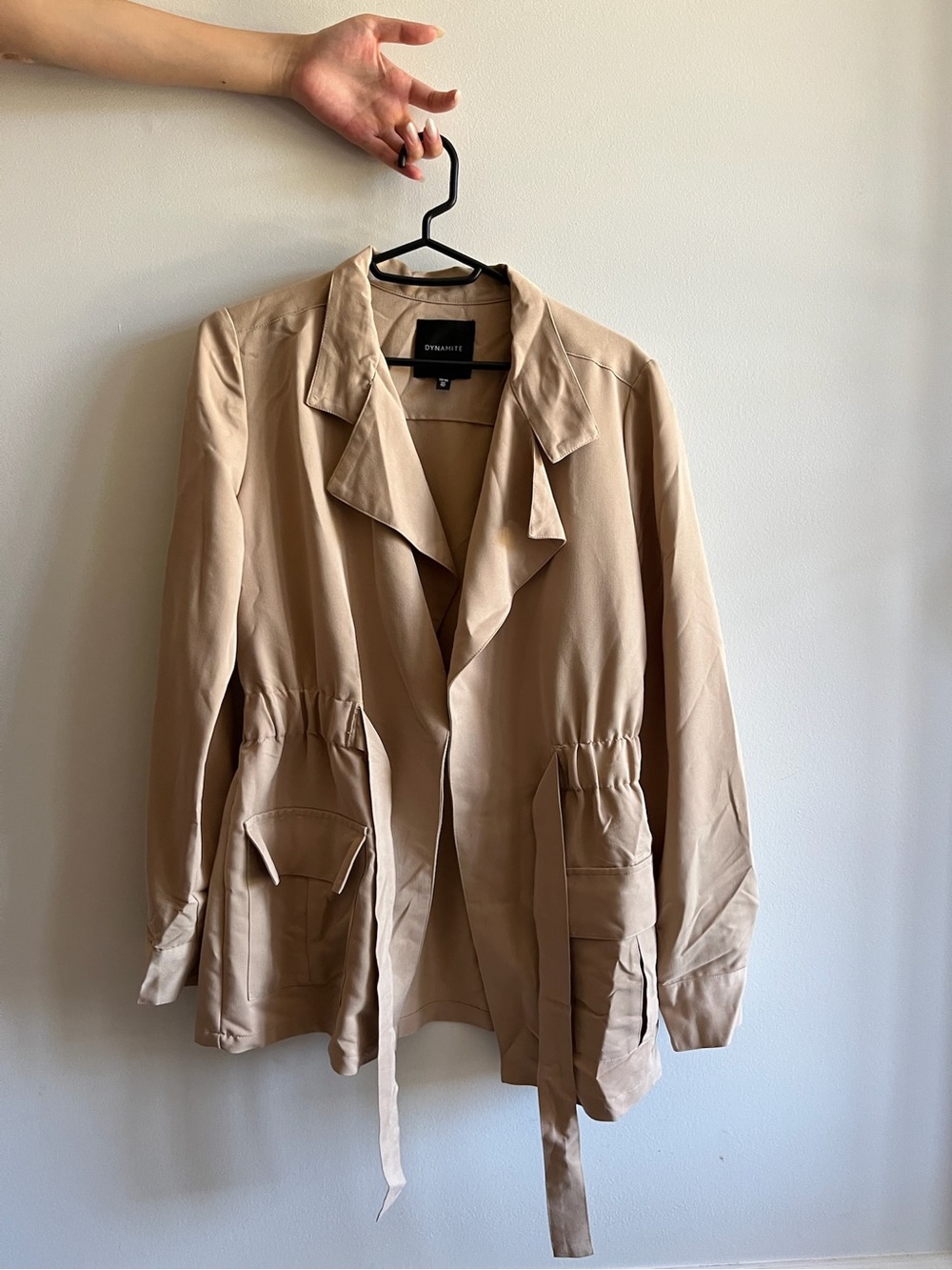 Dynamite Beige Drawstring Utility Jacket